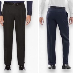 Perry Ellis Portfolio Solid Black Classic-fit Double Pleat Non Iron Pant…